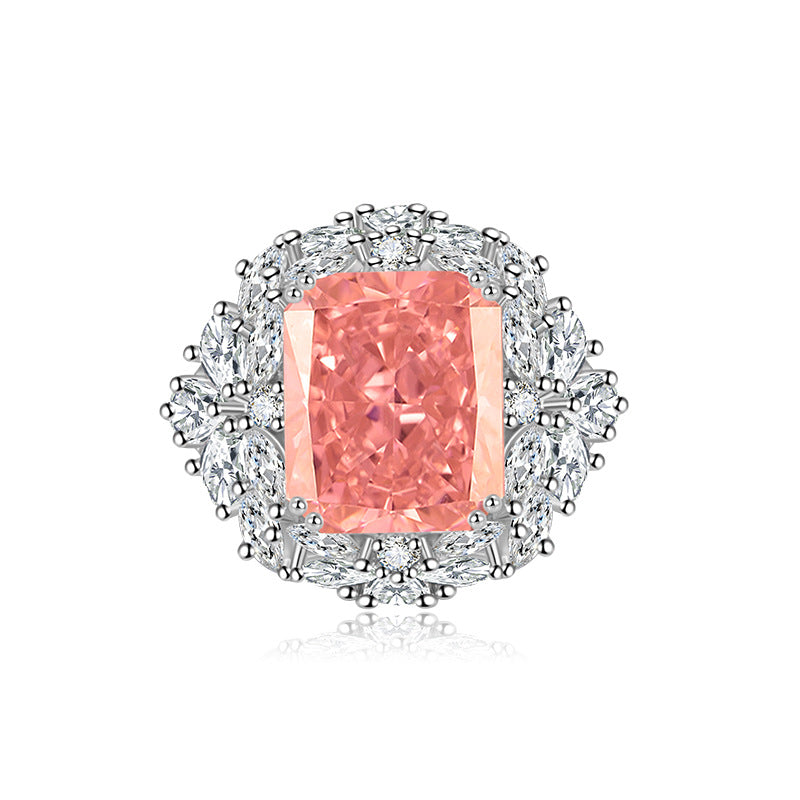 Fashionable And Versatile Colored Diamond Ice Flower Cutting Ring