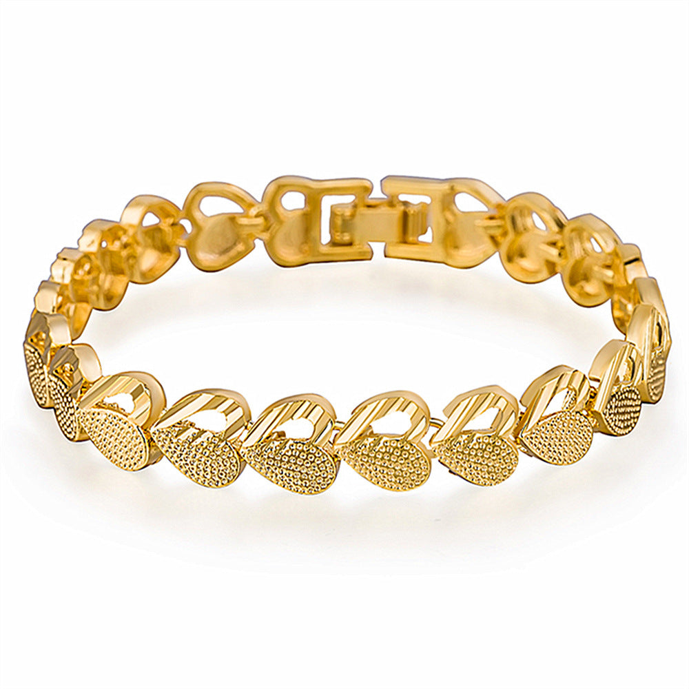 Fashion Heart-shaped Jewelry Copper Gold-plated Bracelet
