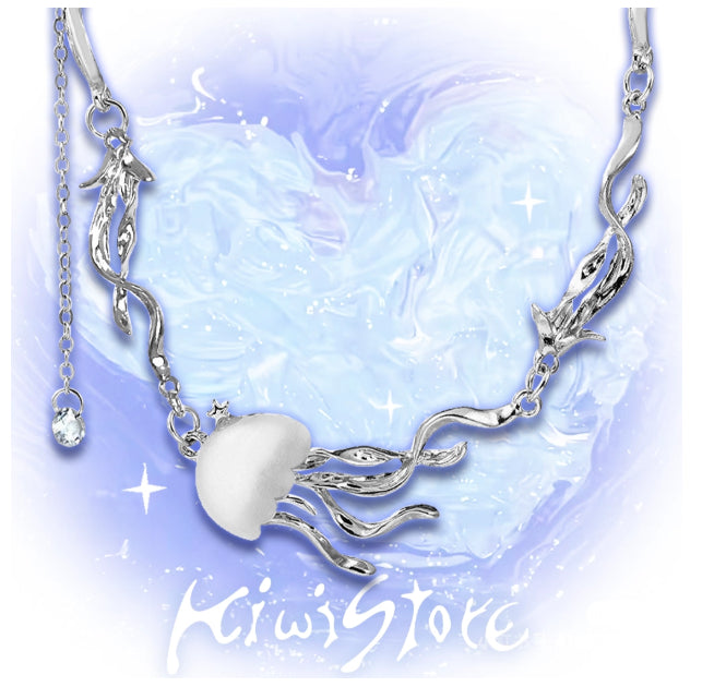 Deep-sea Jellyfish Frosted Necklace And Earrings