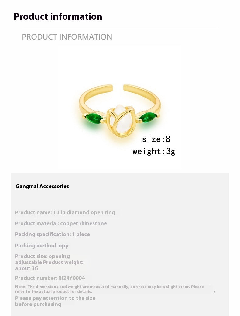 European And American Ornament Tulip Flower Ring Fashion Sweet Flower