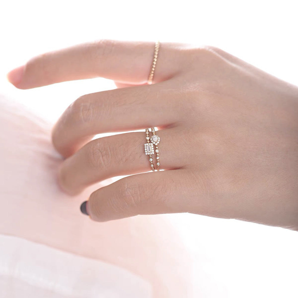 Korean And Japanese Popular Diamond-encrusted Stacking Rings For Women