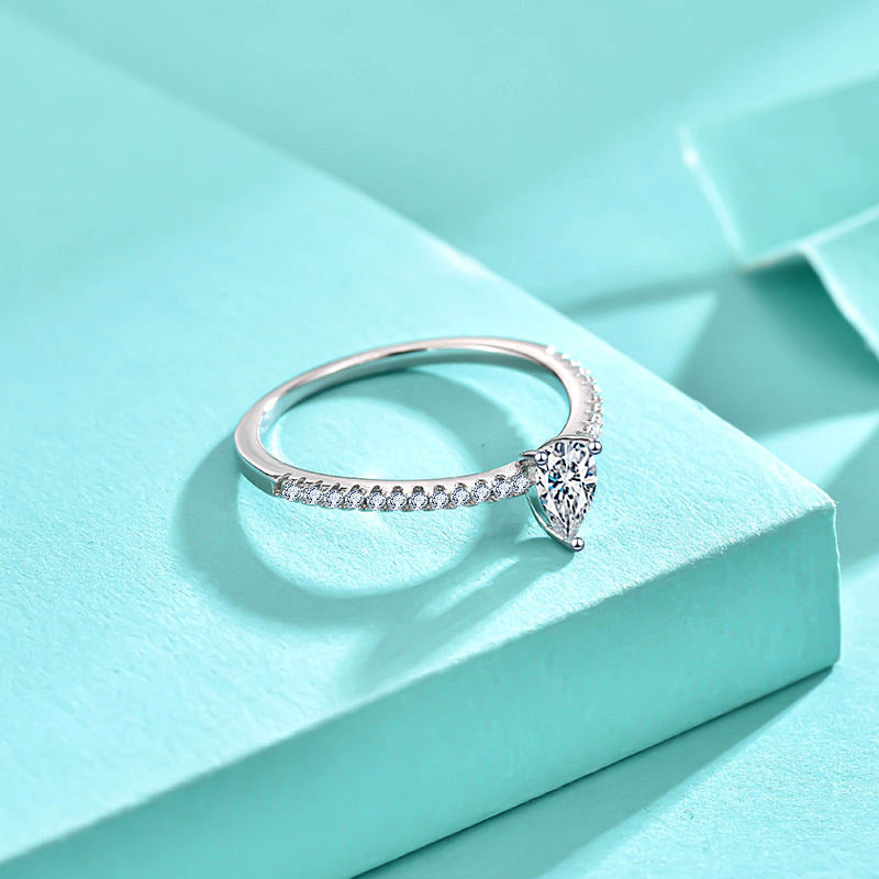 Fashion Square Rectangle Drop Zircon 925 Sterling Silver Ring