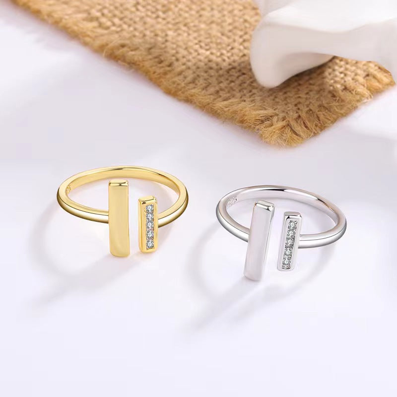 Double T Ring Niche Open Minimalist Style Ring Birthday Gift Valentine's Day Gift