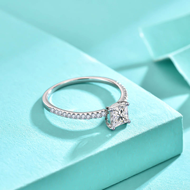 Fashion Square Rectangle Drop Zircon 925 Sterling Silver Ring